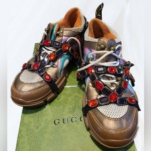 Gucci Wmns Flashtrek Crystals “multi-color metallic” READ DESCRIPTION BEFORE BUY